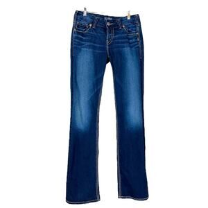 Silver Jeans Women’s Jeans Suki Mid Slim Boot Cut Mid Rise Dark Wash Size 28x33
